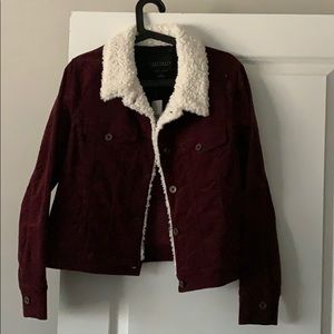 Burgundy corduroy shearling style jacket